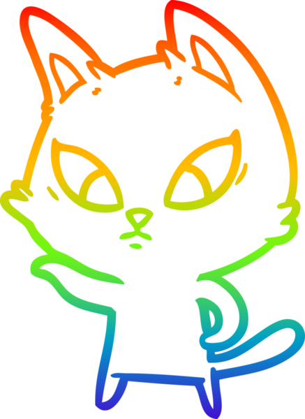 Bir insan tarafından çizilmiş kafası karışmış çizgi film kedisinin çizimi.