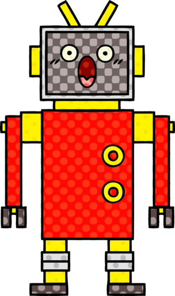bir insan tarafından çizilmiş bir robotun çizgi roman tarzı