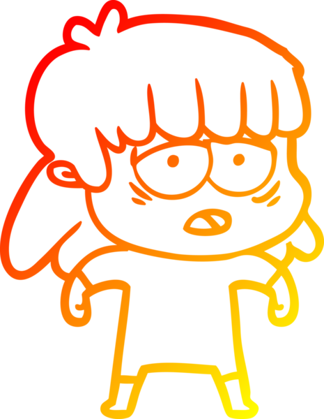 Bir insan tarafından çizilmiş, karikatür çizen, yorgun bir kadın.