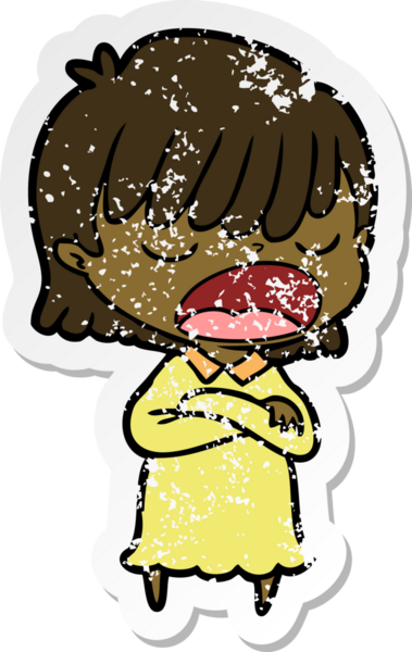 Bir insan tarafından yüksek sesle çizilmiş karikatür kadının sıkıntılı çıkartması.