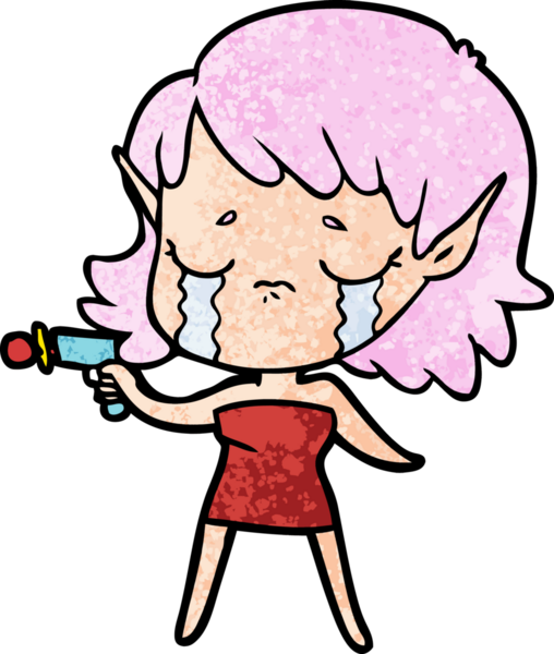 Bir insan tarafından çizilmiş ağlayan elf kızı.