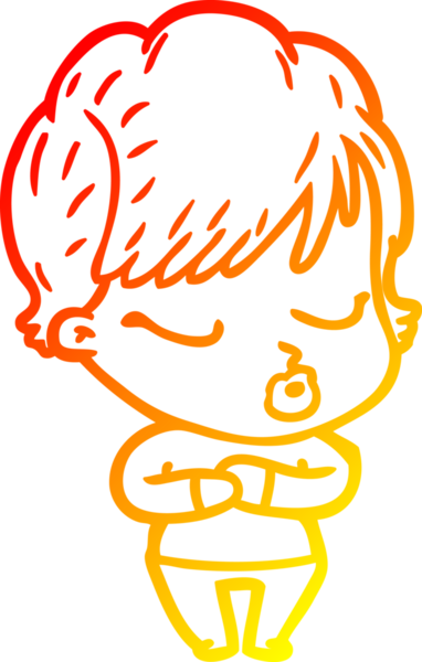 Bir insan tarafından çizilmiş gözleri olan çizgi film kadını çizimi.