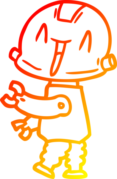 Bir insan tarafından çizilen çizgi film robotunun sıcak çizgi çizimi