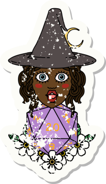 Retro Dövme Tarzı İnsan Cadı Doğal 20 zar atışıyla Bir insan tarafından çizilmiş