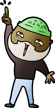 Bir insan tarafından çizilmiş mutlu sakallı bir adam.