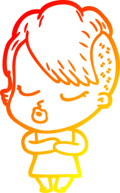 Bir insan tarafından çizilmiş güzel hippi bir çizgi film çizimi.