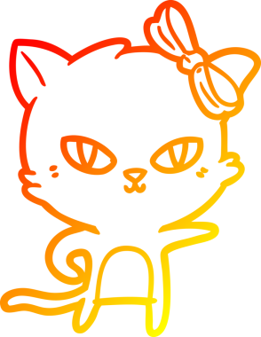 Bir insan tarafından çizilmiş sevimli bir çizgi film kedisinin sıcak çizgi çizgisi.