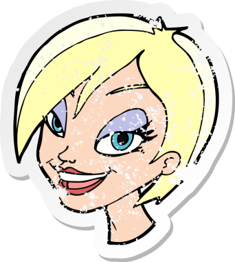 Bir insan tarafından çizilmiş bir karikatürün gerilimli retro yapıştırması.