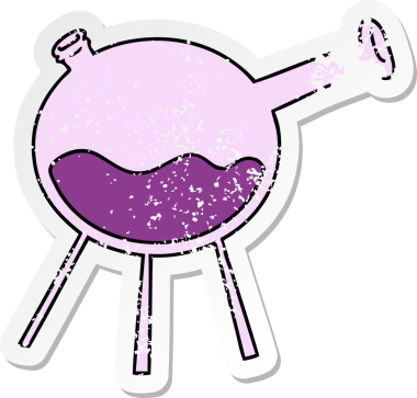 İnsan eliyle çizilmiş bir bilim test tüpü karikatürü.