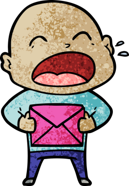 Bir insan tarafından çizilmiş kel adam diye bağıran çizgi film.