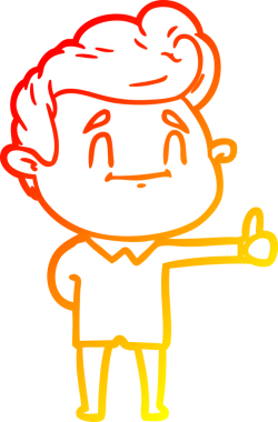 Mutlu bir çizgi film karakterinin insan tarafından çizilmiş sıcak çizgi çizimi.