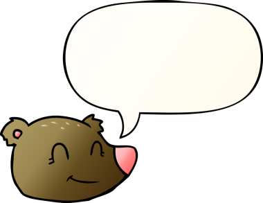 bir insan tarafından çizilmiş yumuşak eğimli konuşma baloncuğu ile çizgi film mutlu ayı yüzü