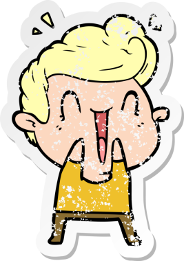 Bir insan tarafından çizilmiş üzgün, mutlu bir adamın çizdiği çizgi film çıkartması.