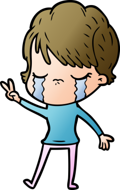 Bir insan tarafından çizilmiş ağlayan çizgi film kadını.