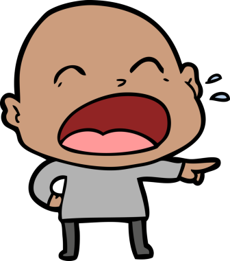 Bir insan tarafından çizilmiş kel adam diye bağıran çizgi film.