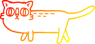 Bir insan tarafından çizilmiş komik çizgi bir kedinin sıcak çizgi çizimi