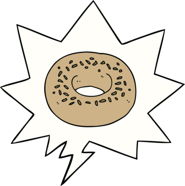 Bir insan tarafından çizilmiş konuşma balonlu çizgi film çöreği.