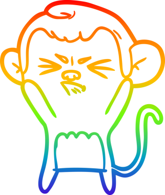 Bir insan tarafından çizilmiş kızgın bir maymunun gökkuşağı gradyan çizimi