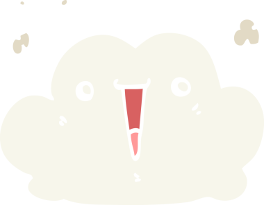 Bir insan tarafından çizilmiş şirin düz renkli çizgi film bulutu