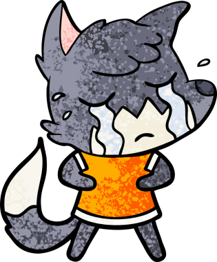 Bir insan tarafından çizilmiş ağlayan tilki çizgi filmi.