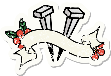 Bir insan tarafından çizilmiş demir çivili eski bir etiket.