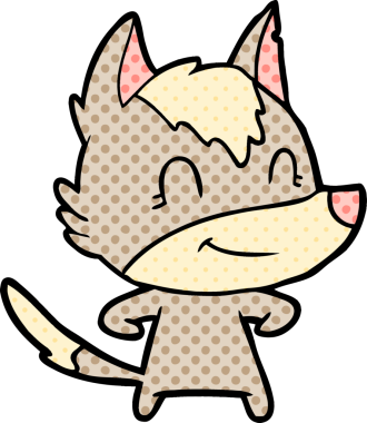 Bir insan tarafından çizilmiş dost canlısı bir kurt.