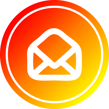 Bir insan tarafından çizilen sıcak gradyan bitiş ile zarf harfi dairesel simgesi