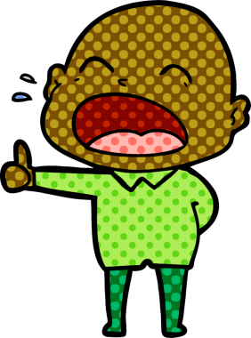 Bir insan tarafından çizilmiş kel adam diye bağıran çizgi film.