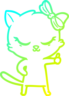 Bir insan tarafından çizilmiş bir çizgi film kedisinin soğuk gradyan çizimi