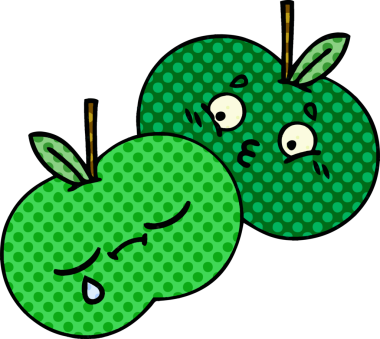 bir insan tarafından çizilmiş elmaların çizgi romanı