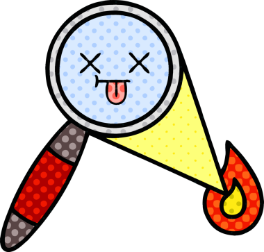 Bir insan tarafından çizilmiş bir büyüteçin çizgi roman tarzı karikatürü