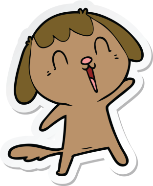 Bir insan tarafından çizilmiş şirin bir köpeğin çıkartması.