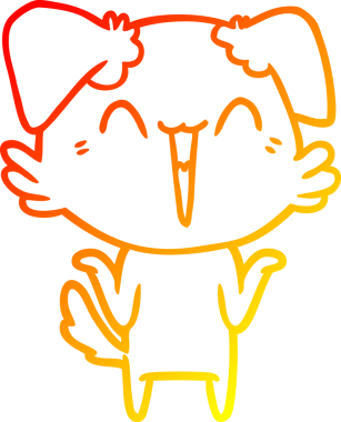 Bir insan tarafından çizilmiş mutlu, küçük bir köpek çizgi filmi.