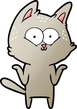 Çizgi film kedisi bir insan tarafından çizilmiş omuzlarını silkiyor.