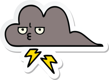 Bir insan tarafından çizilmiş şirin bir fırtına bulutunun çıkartması.