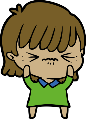 Bir insan tarafından çizilmiş kızgın çizgi film kızı.