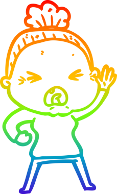 Bir insan tarafından çizilmiş kızgın yaşlı bir kadının çizimi.