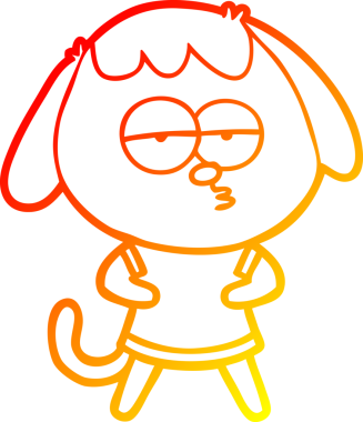 Bir insan tarafından çizilen ve sıkılmış bir köpeğin sıcak çizgi çizimi.