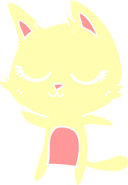 Bir insan tarafından çizilmiş düz renkli çizgi film kedisi