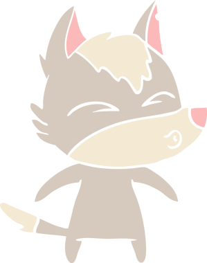 Bir insan tarafından çizilmiş düz renk çizgi film kurt ıslığı.