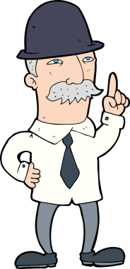 Bir insan tarafından çizilmiş melon şapkalı bir adam.