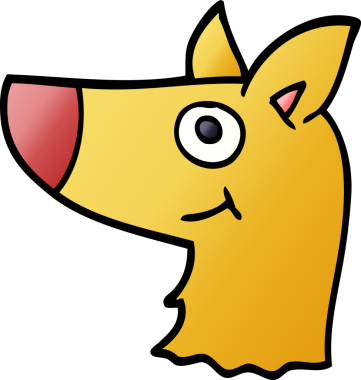 Bir insan tarafından çizilmiş gülen köpek suratı.