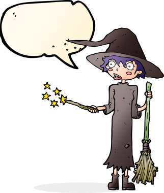 bir insan tarafından çizilmiş konuşma baloncuğu ile cadı dökme büyüsü