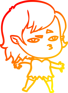 Bir insan tarafından çizilmiş bir vampir kız çizgi çizimi.