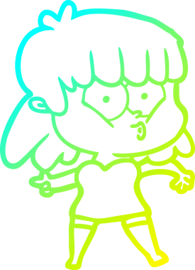 Bir insan tarafından çizilen ıslık çalan bir kızın soğuk gradyan çizgisi.