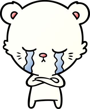 Bir insan tarafından çizilmiş üzgün küçük kutup ayısı çizgi filmi.