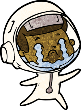 Bir insan tarafından çizilmiş ağlayan astronot çizgi filmi.