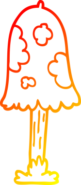 Bir insan tarafından çizilmiş bir mantarın sıcak gradyan çizimi