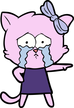 Bir insan tarafından çizilmiş çizgi film kedisi.