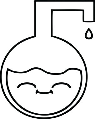 Bir insan tarafından çizilmiş bir bilim deneyinin çizgi çizimi